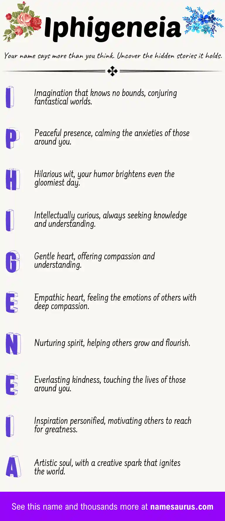 Acrostic poem about Iphigeneia.