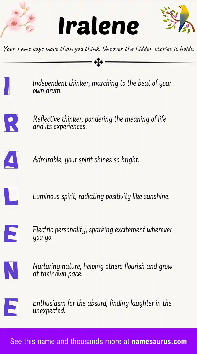 Acrostic poem about Iralene.
