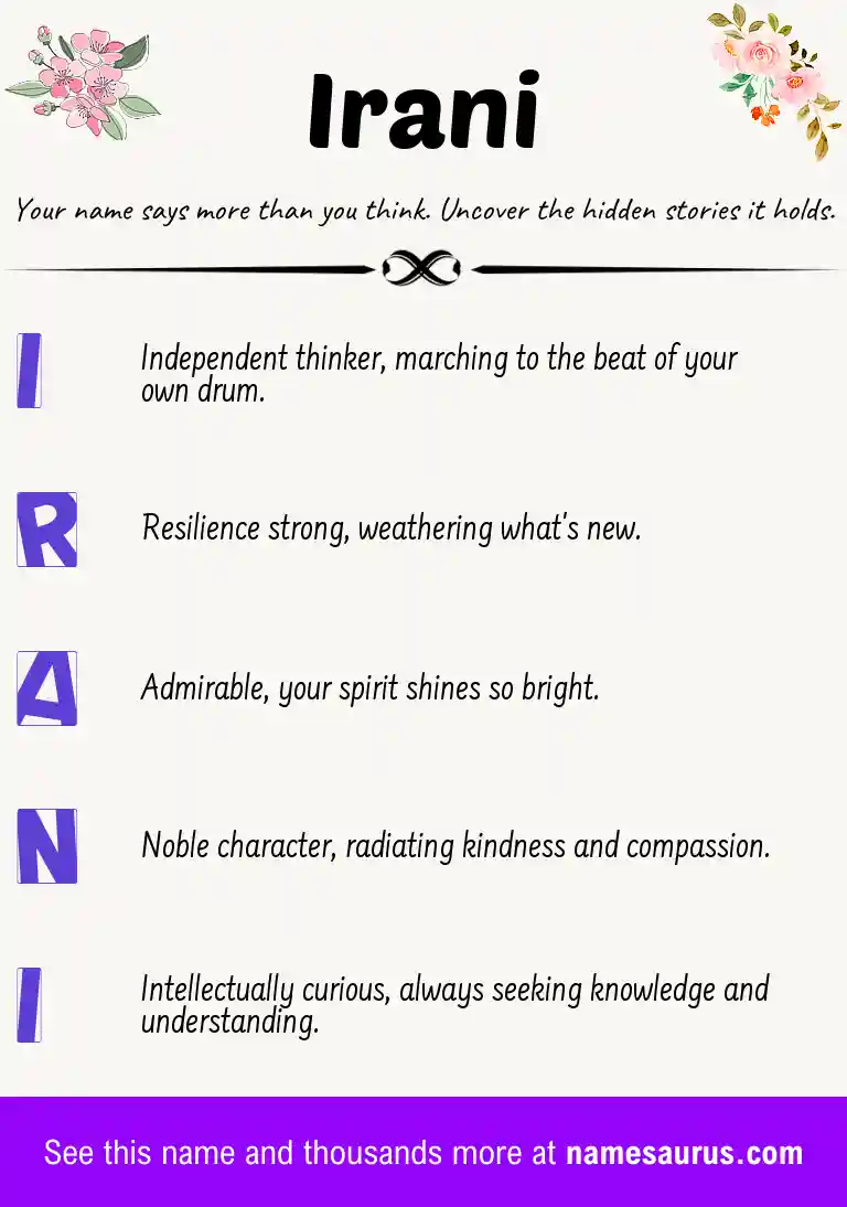 Acrostic poem about Irani.