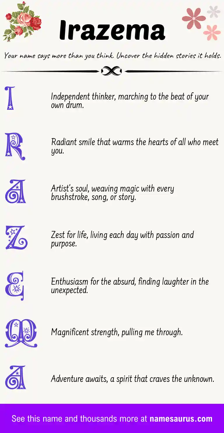 Acrostic poem about Irazema.