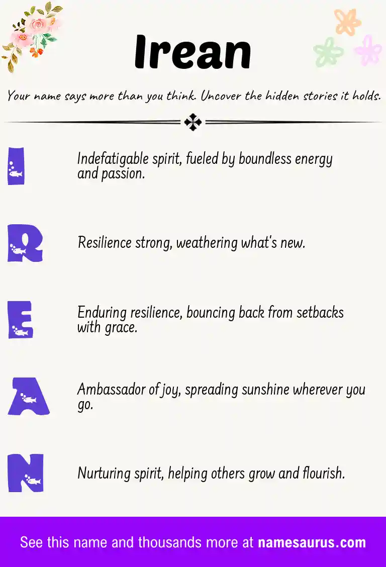 Acrostic poem about Irean.