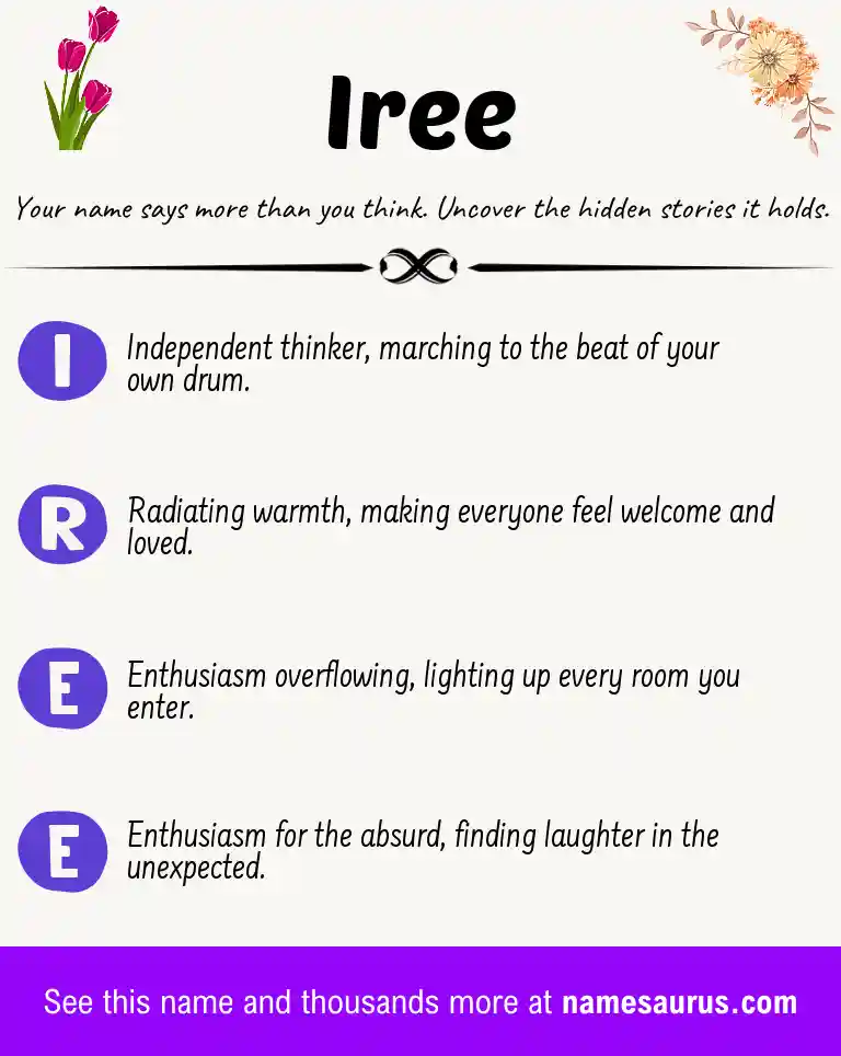 Acrostic poem about Iree.