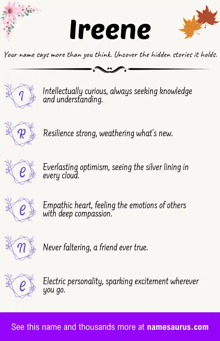 Acrostic poem about Ireene.