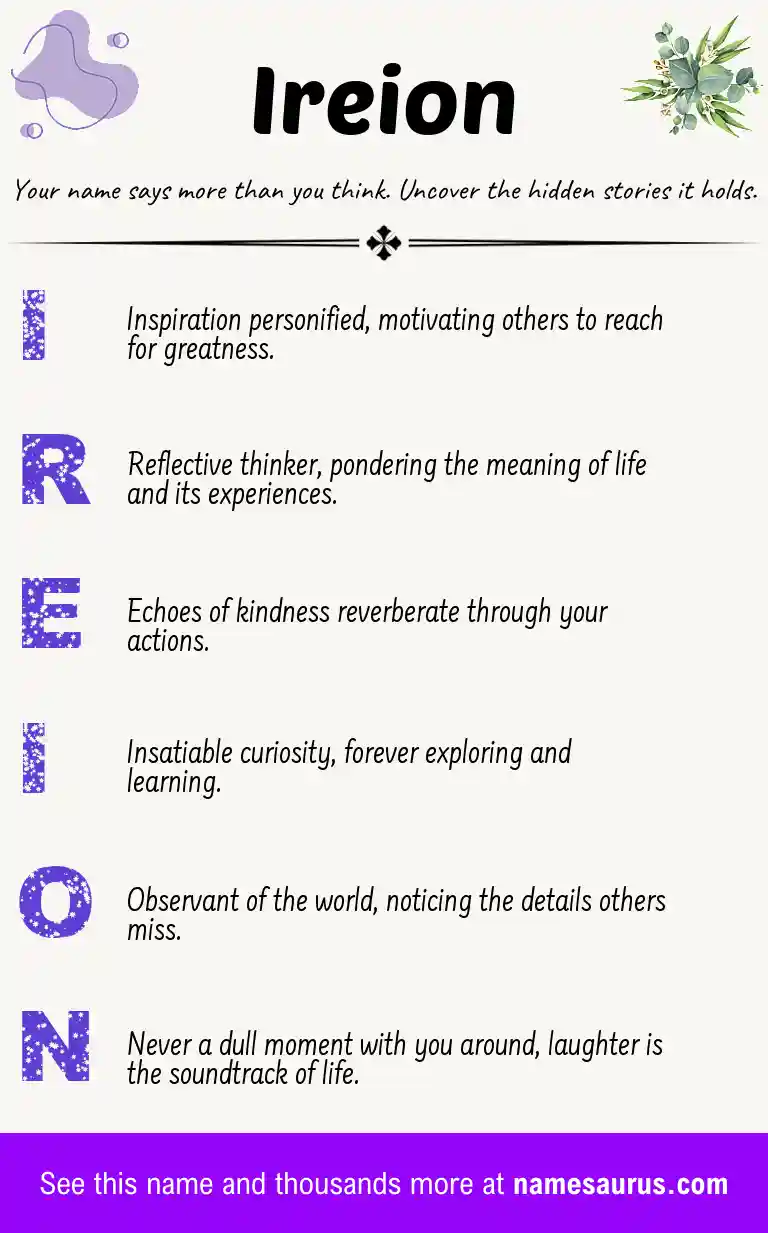 Acrostic poem about Ireion.