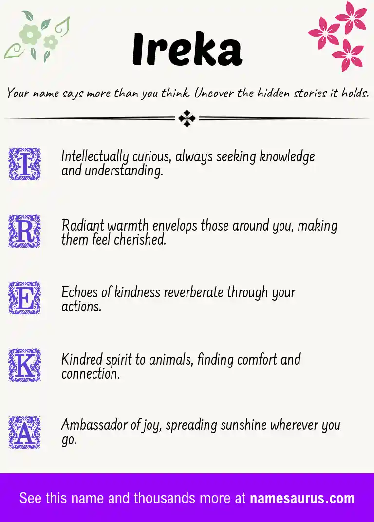 Acrostic poem about Ireka.