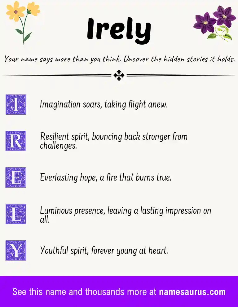 Acrostic poem about Irely.