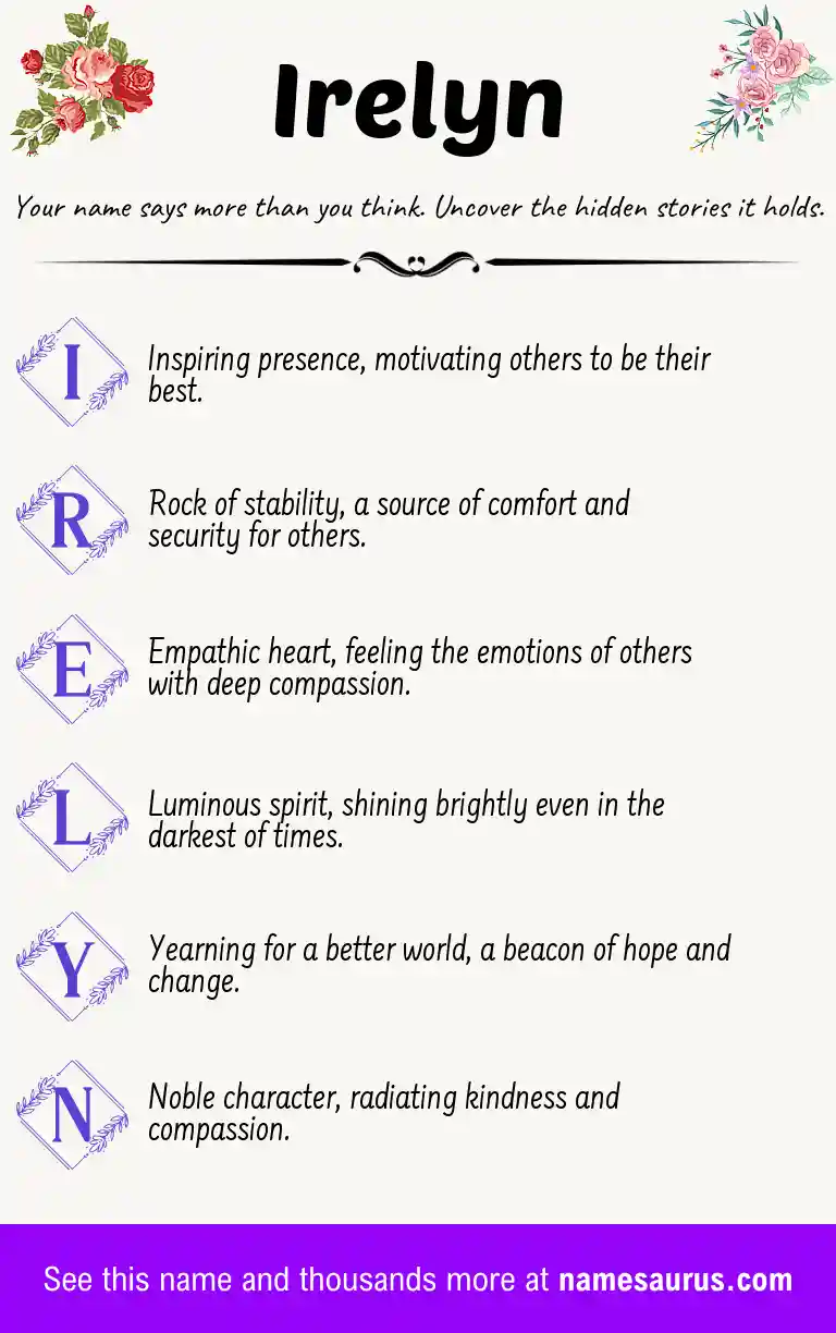 Acrostic poem about Irelyn.