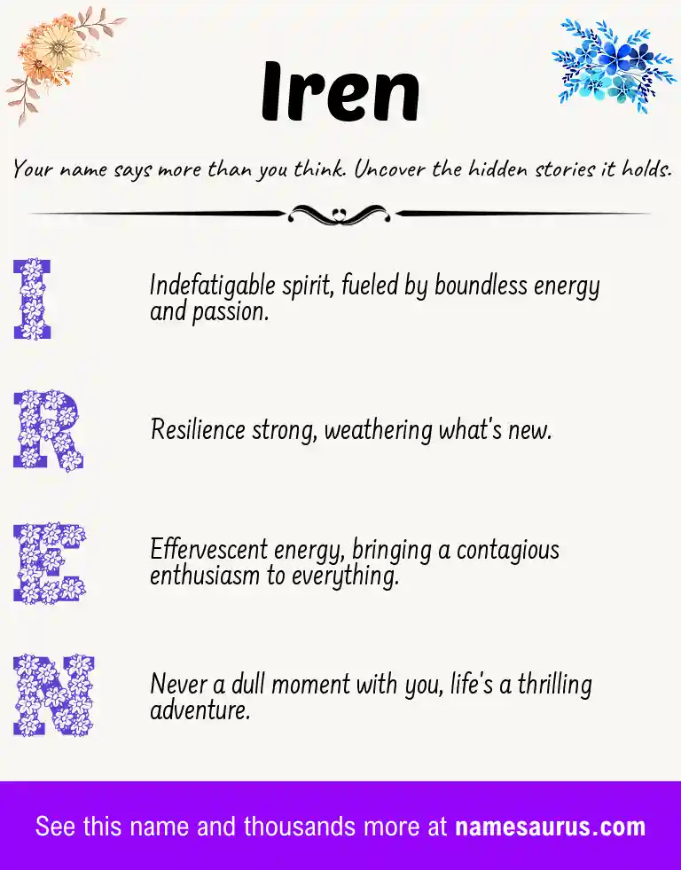 Acrostic poem about Iren.