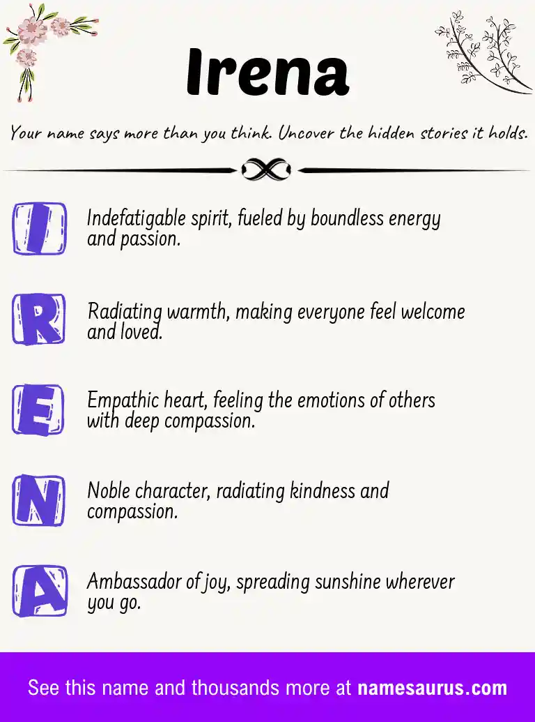 Acrostic poem about Irena.