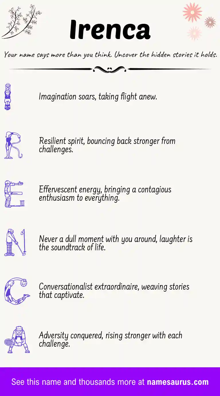 Acrostic poem about Irenca.