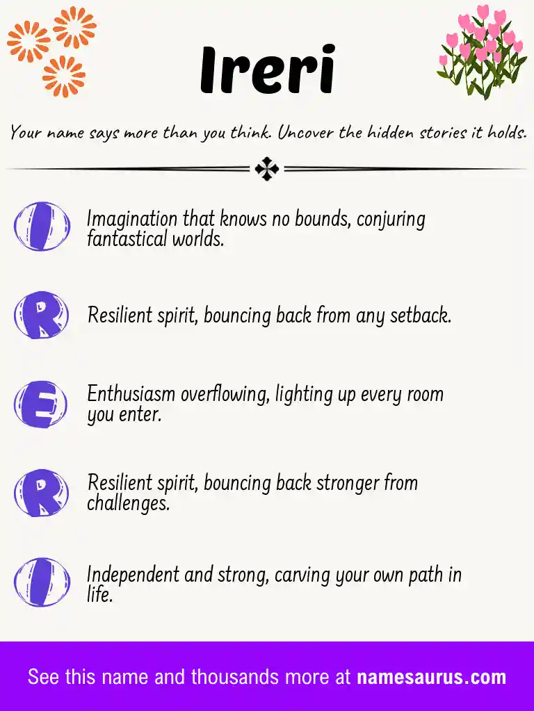 Acrostic poem about Ireri.
