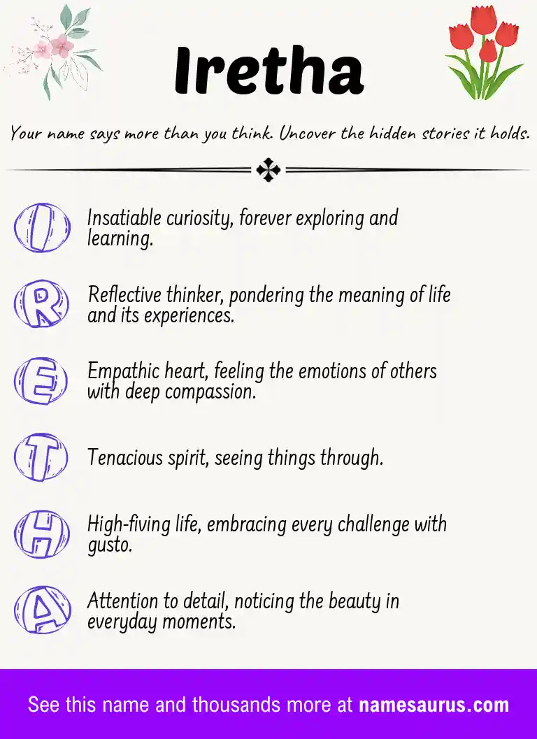 Acrostic poem about Iretha.
