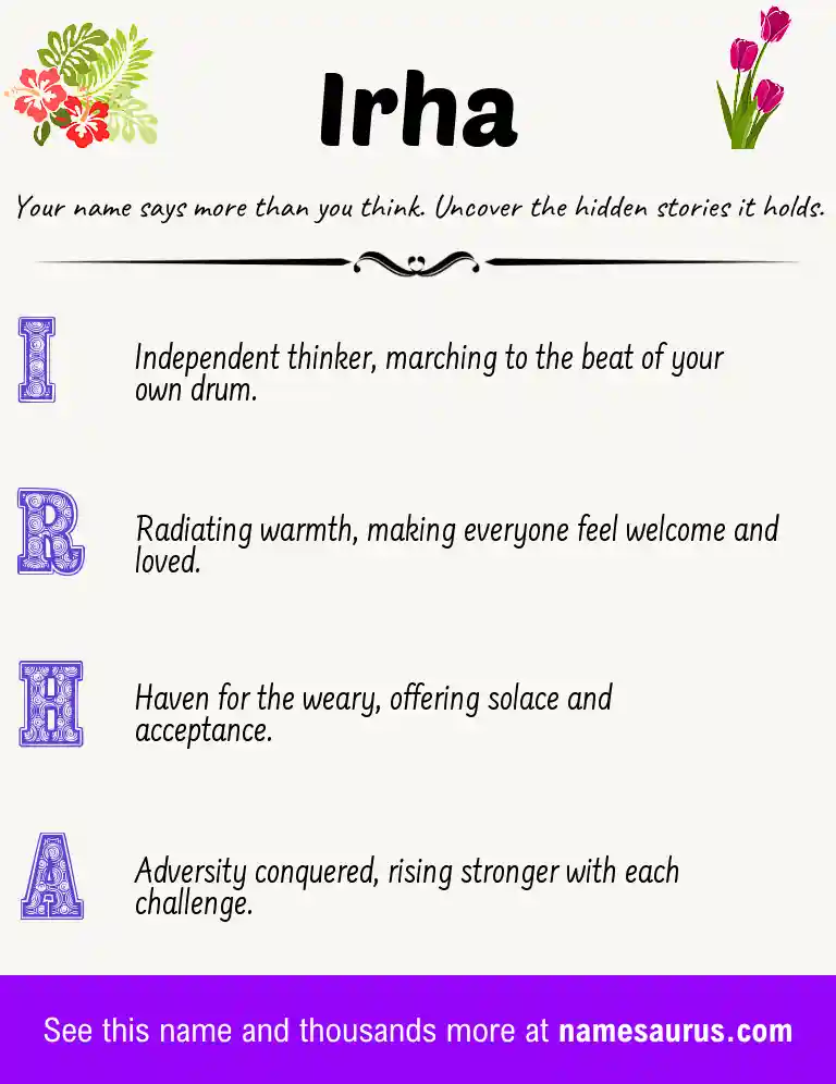 Acrostic poem about Irha.