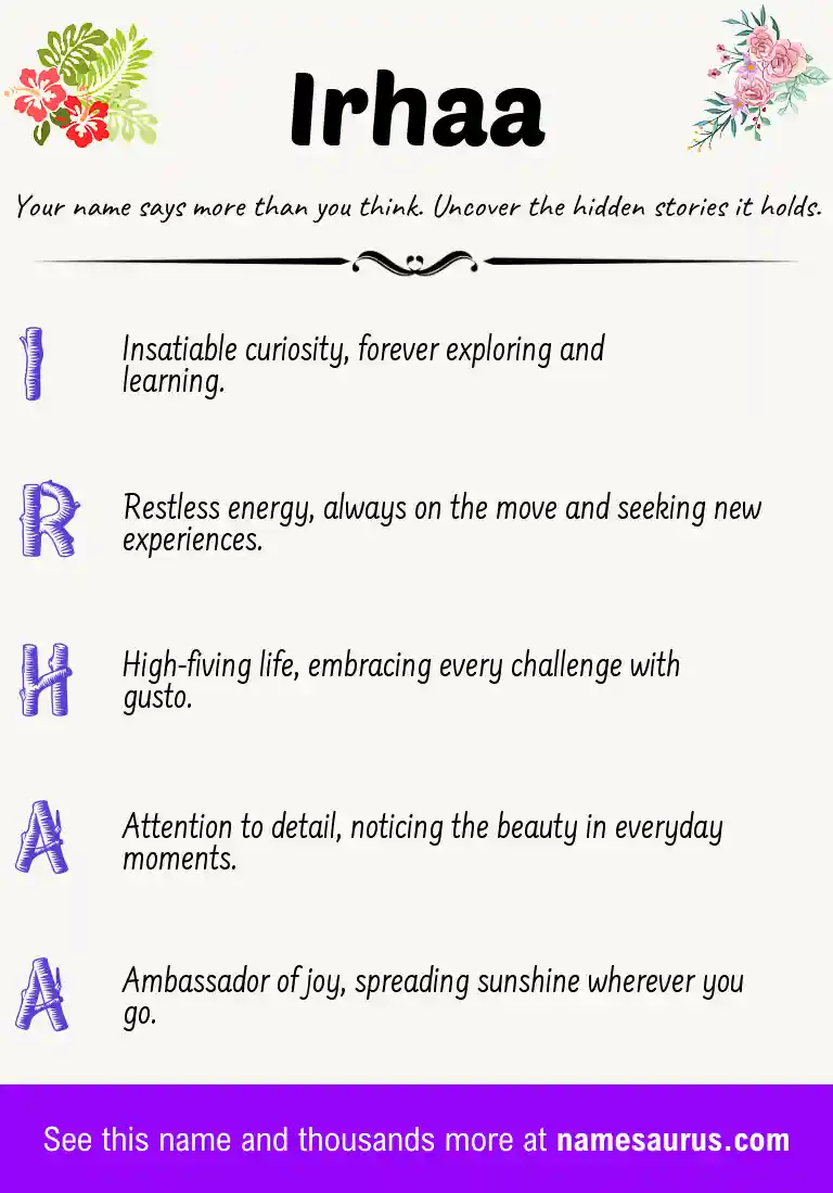 Acrostic poem about Irhaa.