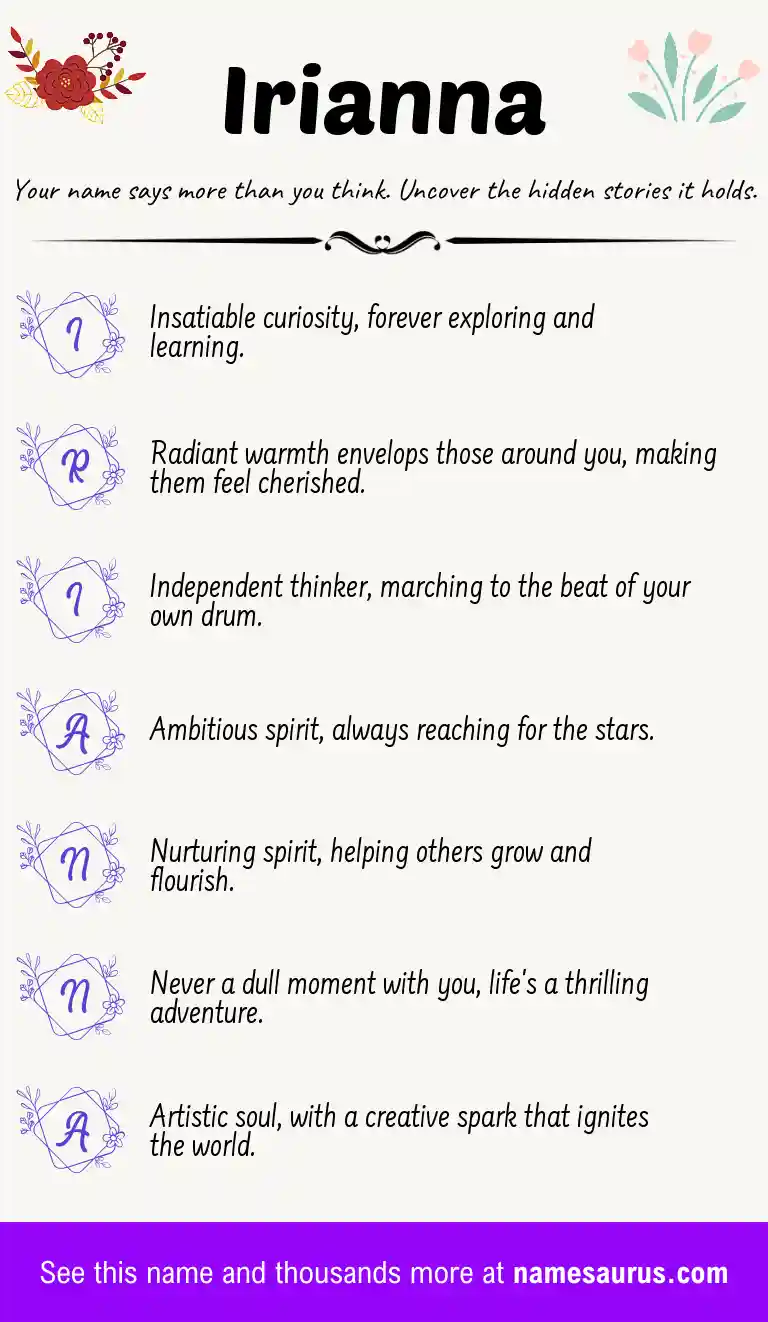 Acrostic poem about Irianna.