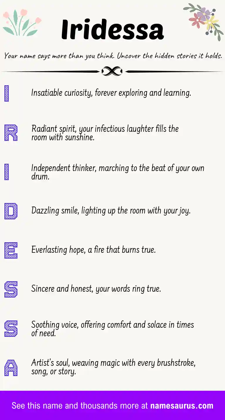 Acrostic poem about Iridessa.