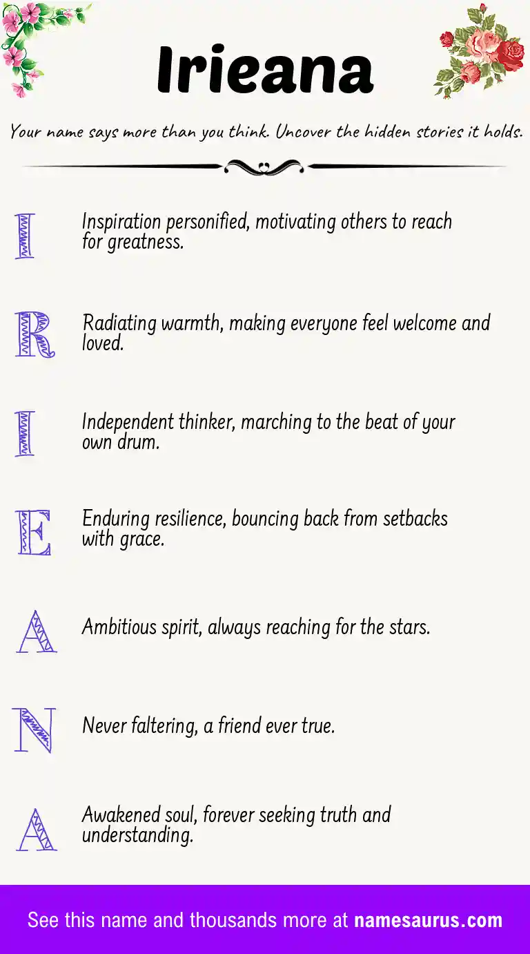 Acrostic poem about Irieana.