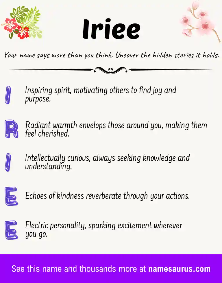 Acrostic poem about Iriee.