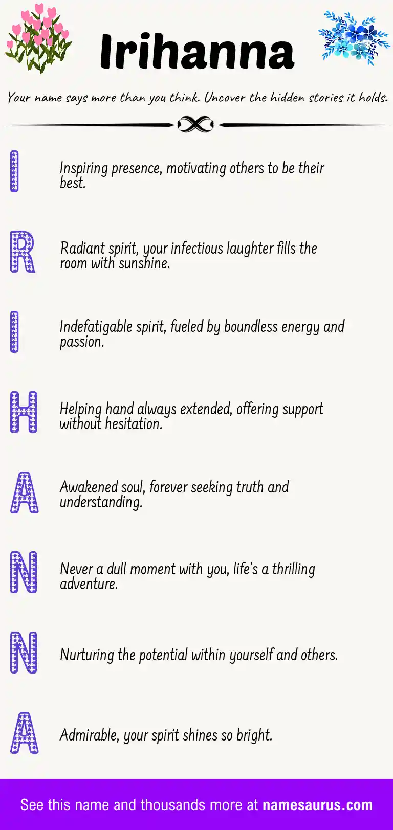 Acrostic poem about Irihanna.
