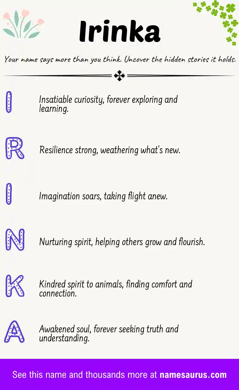 Acrostic poem about Irinka.