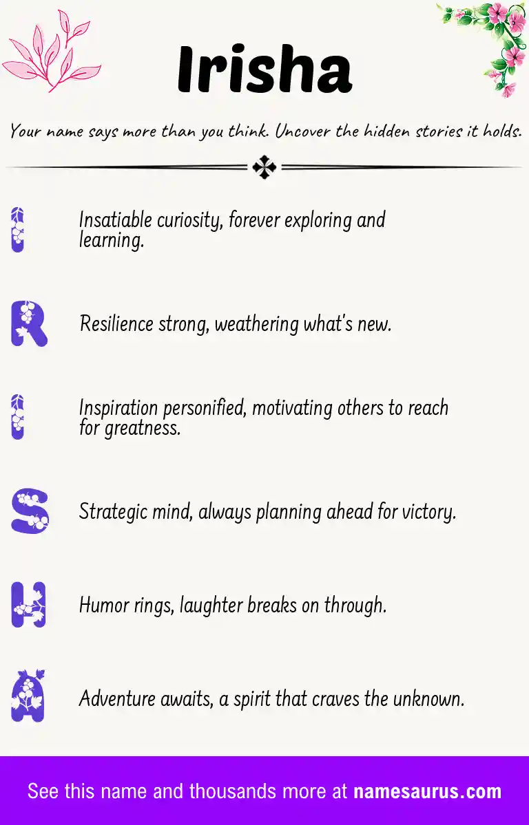 Acrostic poem about Irisha.