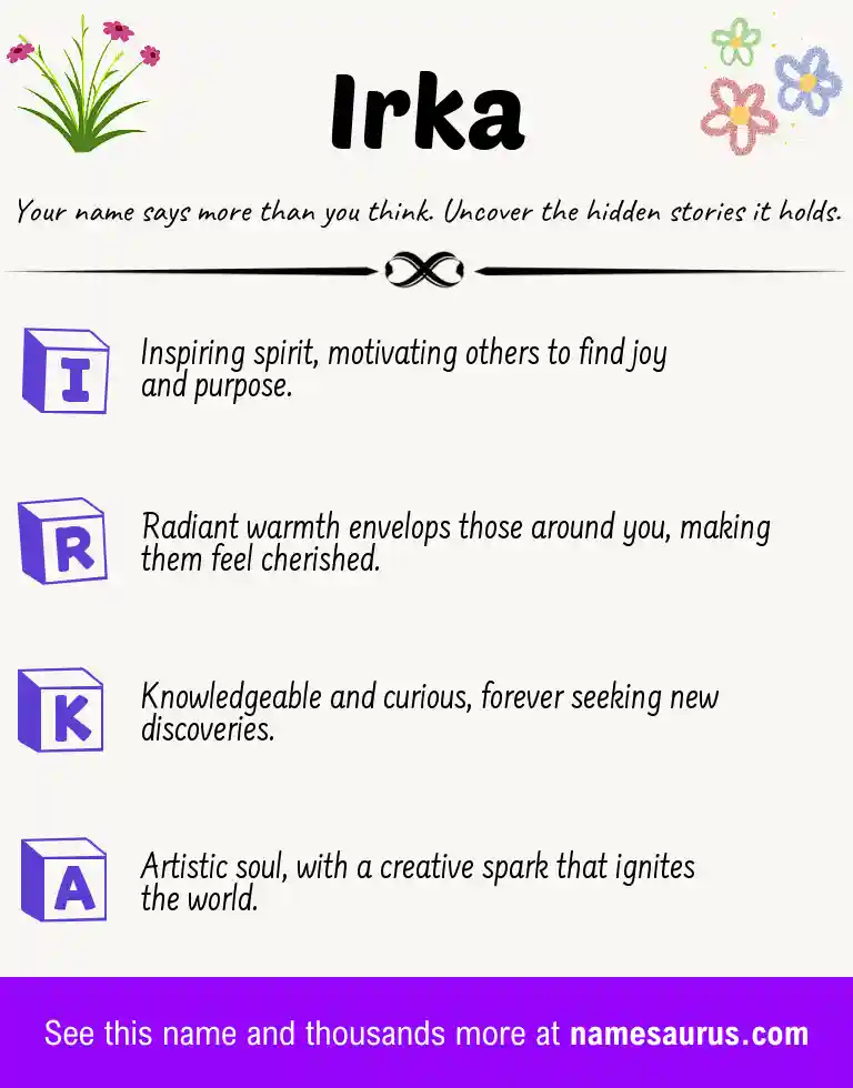 Acrostic poem about Irka.