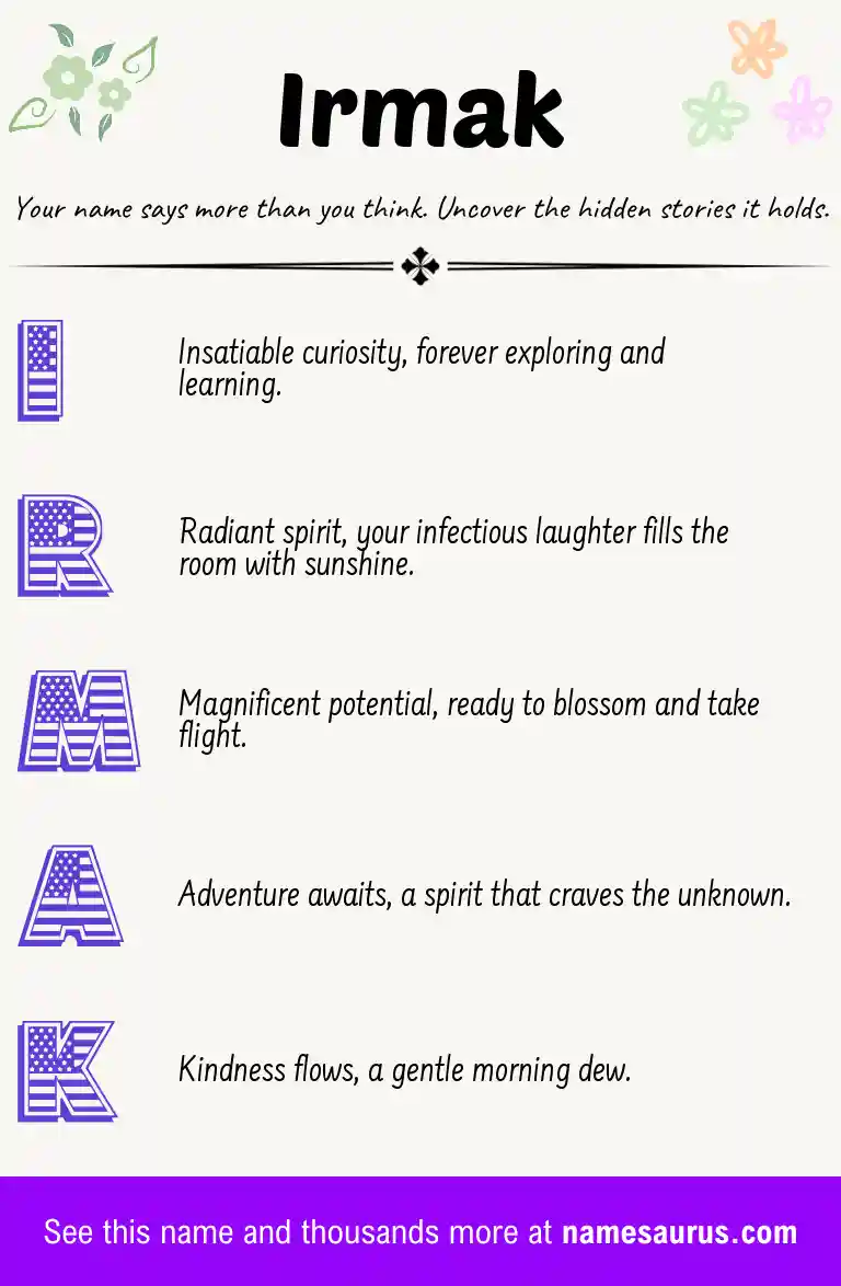 Acrostic poem about Irmak.