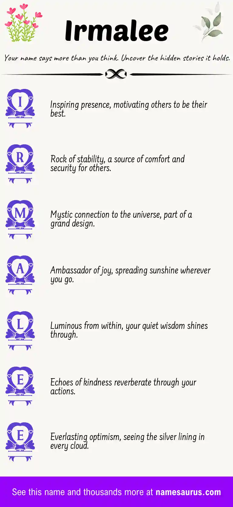 Acrostic poem about Irmalee.