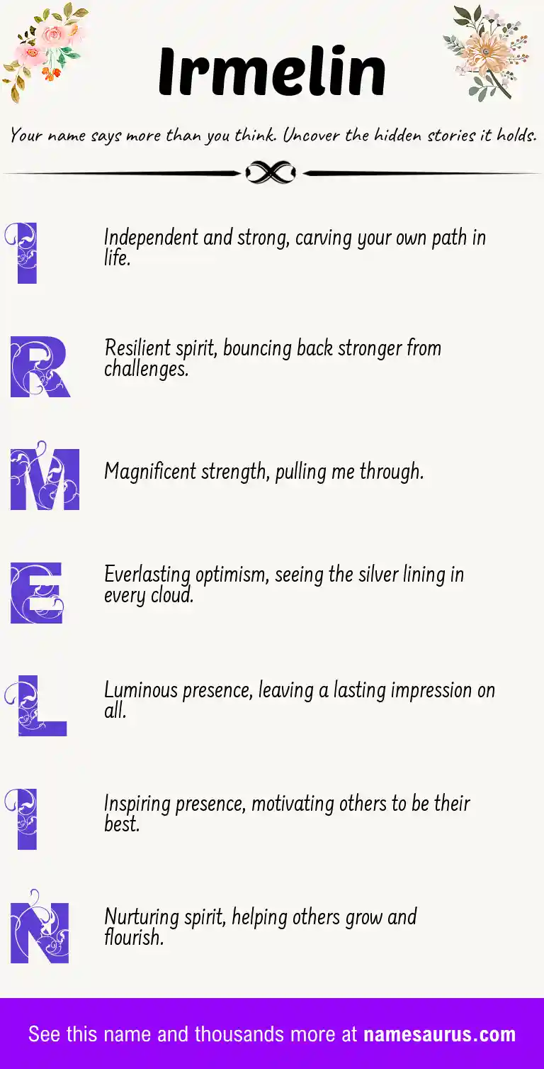 Acrostic poem about Irmelin.