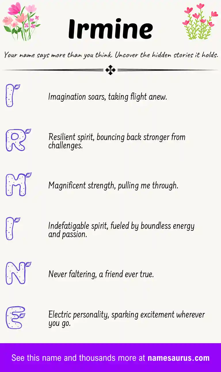 Acrostic poem about Irmine.