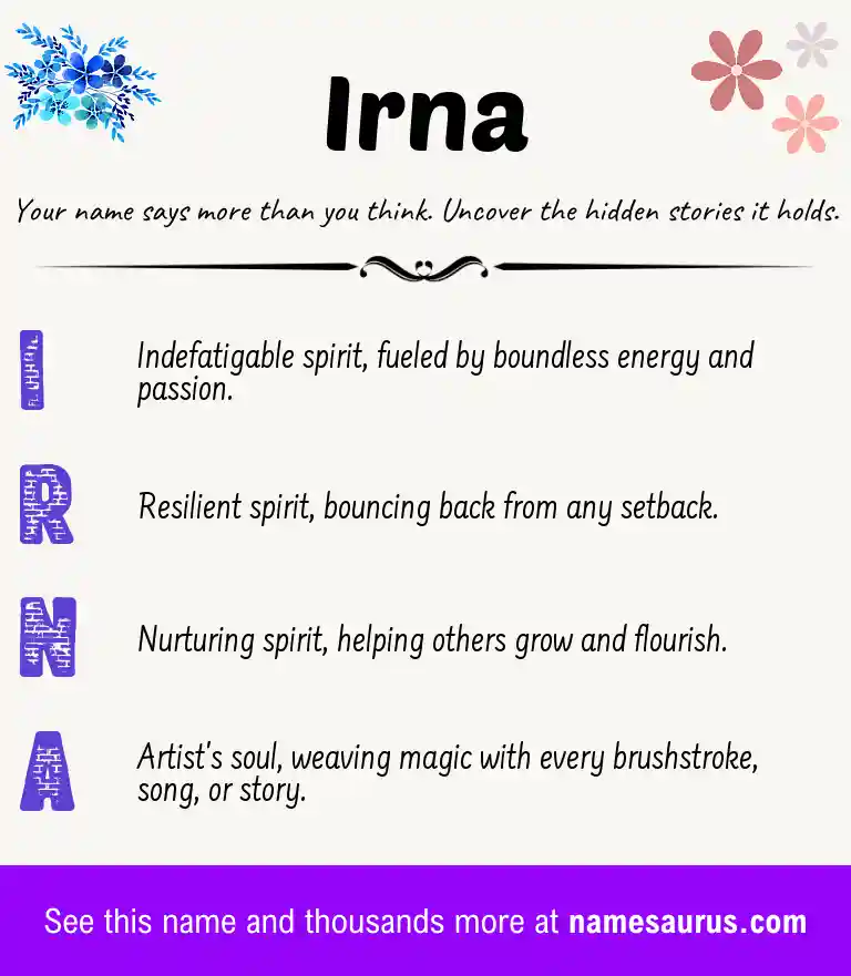 Acrostic poem about Irna.