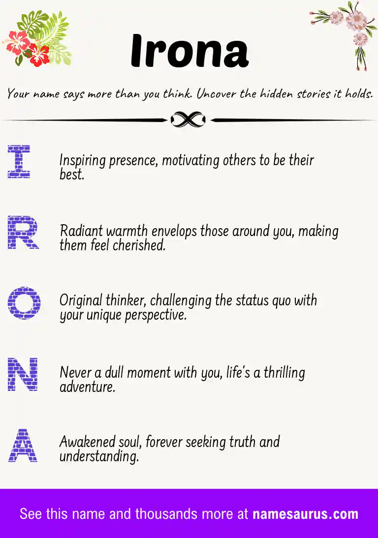 Acrostic poem about Irona.