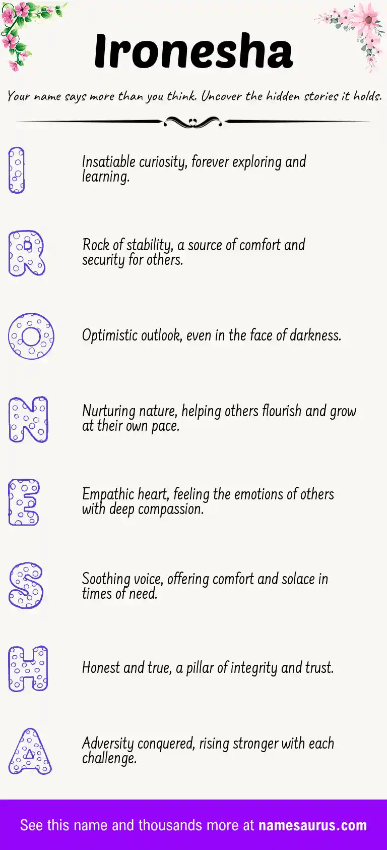 Acrostic poem about Ironesha.
