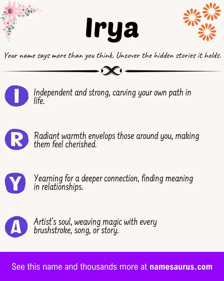 Acrostic poem about Irya.