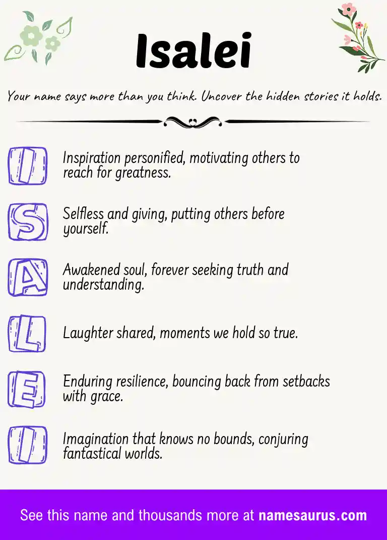 Acrostic poem about Isalei.