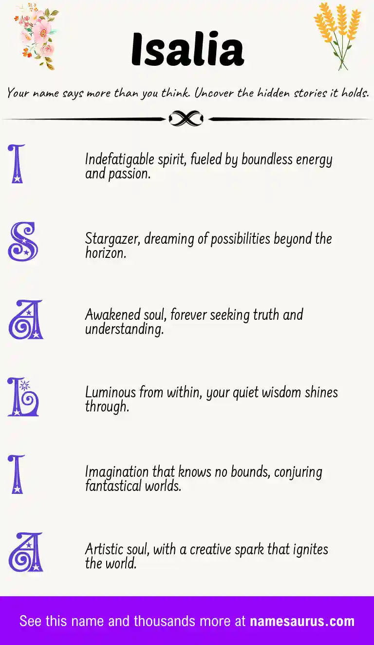Acrostic poem about Isalia.