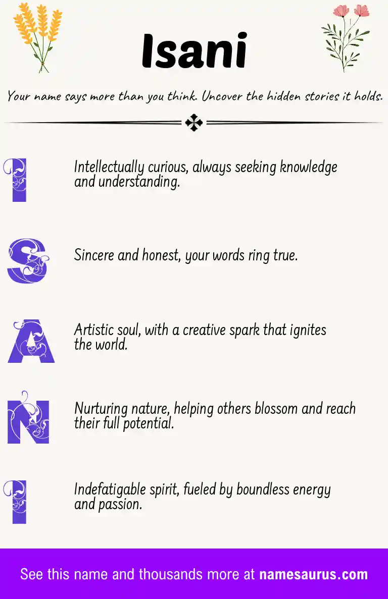 Acrostic poem about Isani.