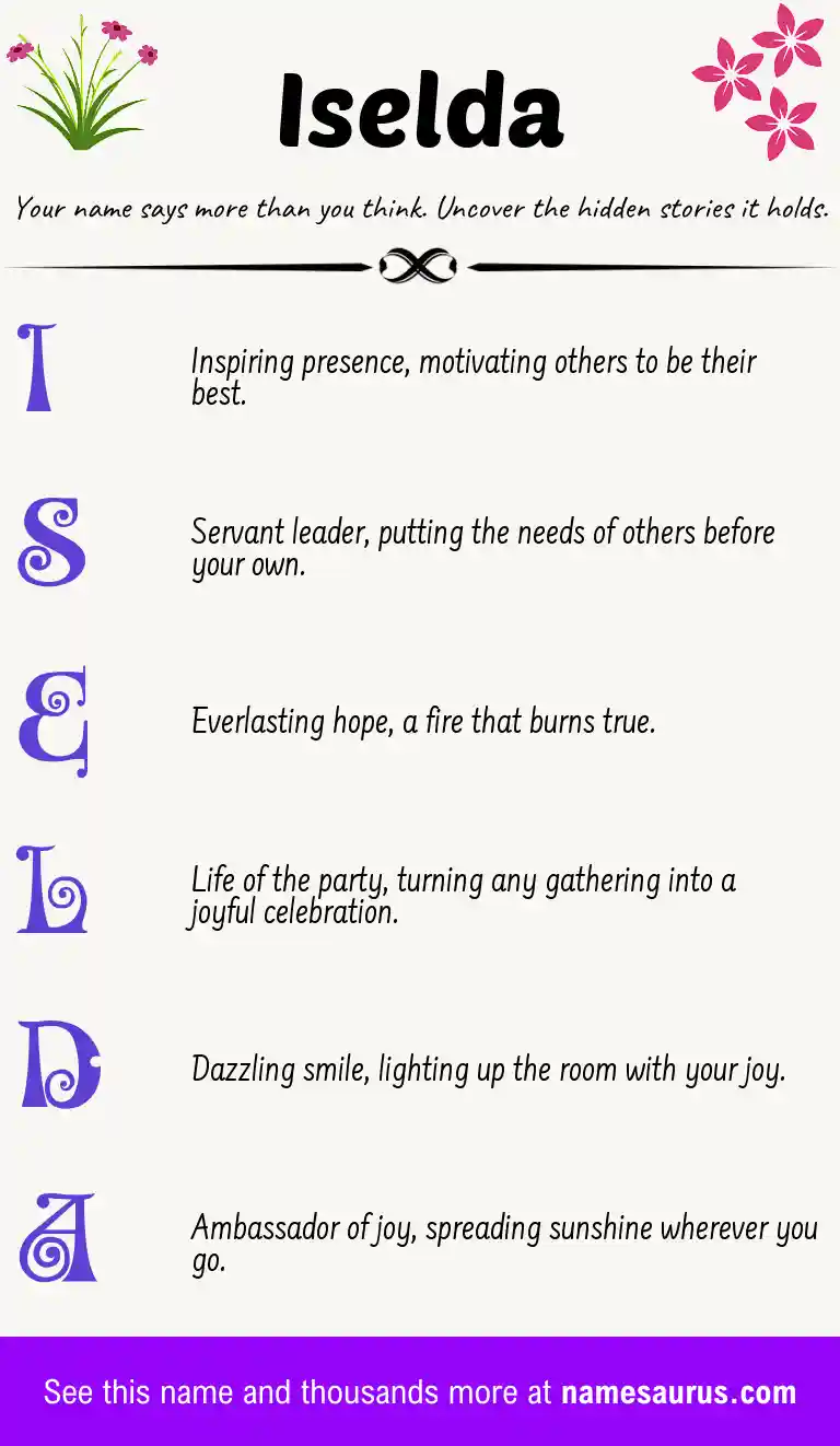 Acrostic poem about Iselda.