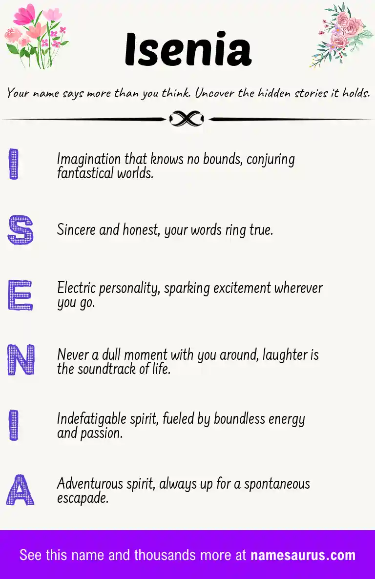 Acrostic poem about Isenia.