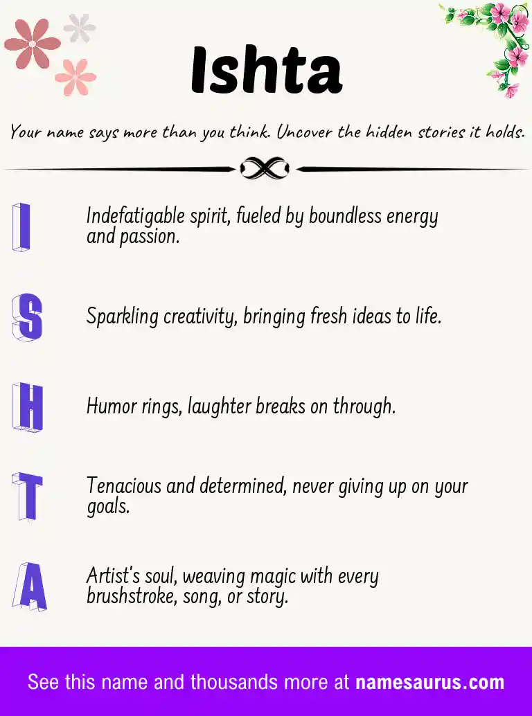 Acrostic poem about Ishta.