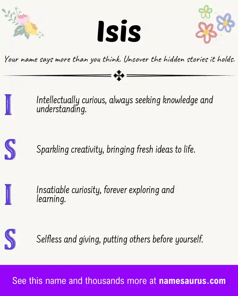 Acrostic poem about Isis.