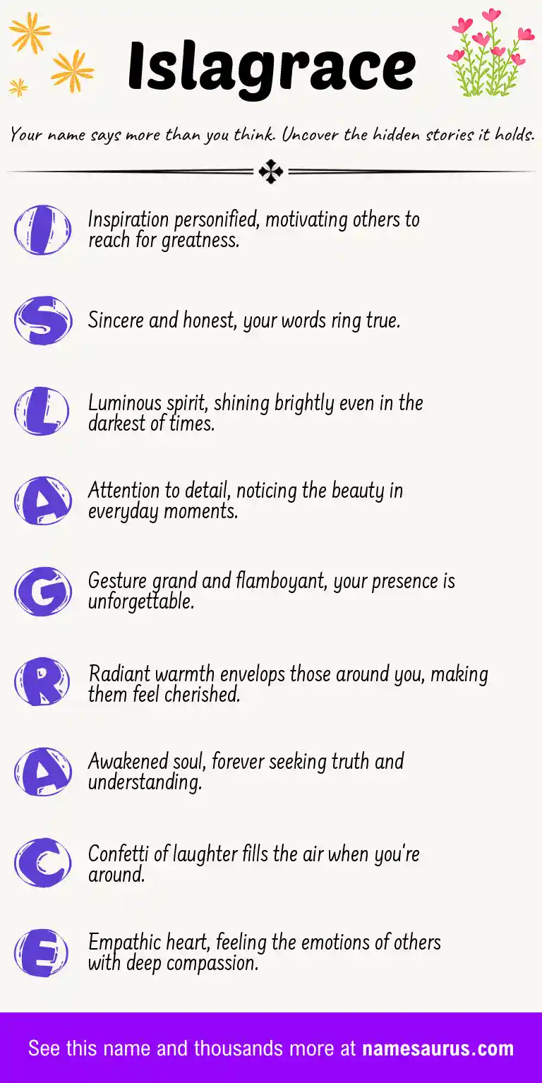 Acrostic poem about Islagrace.