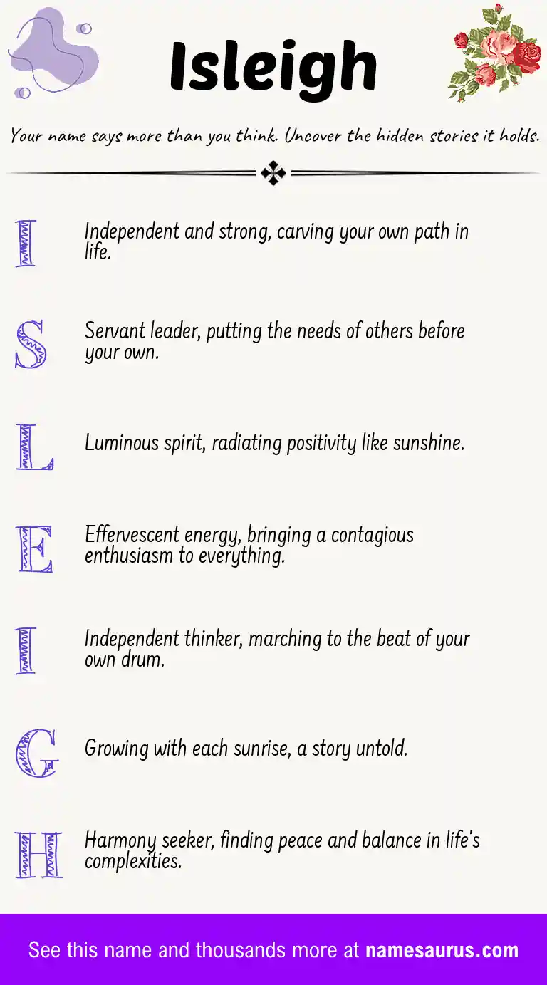 Acrostic poem about Isleigh.
