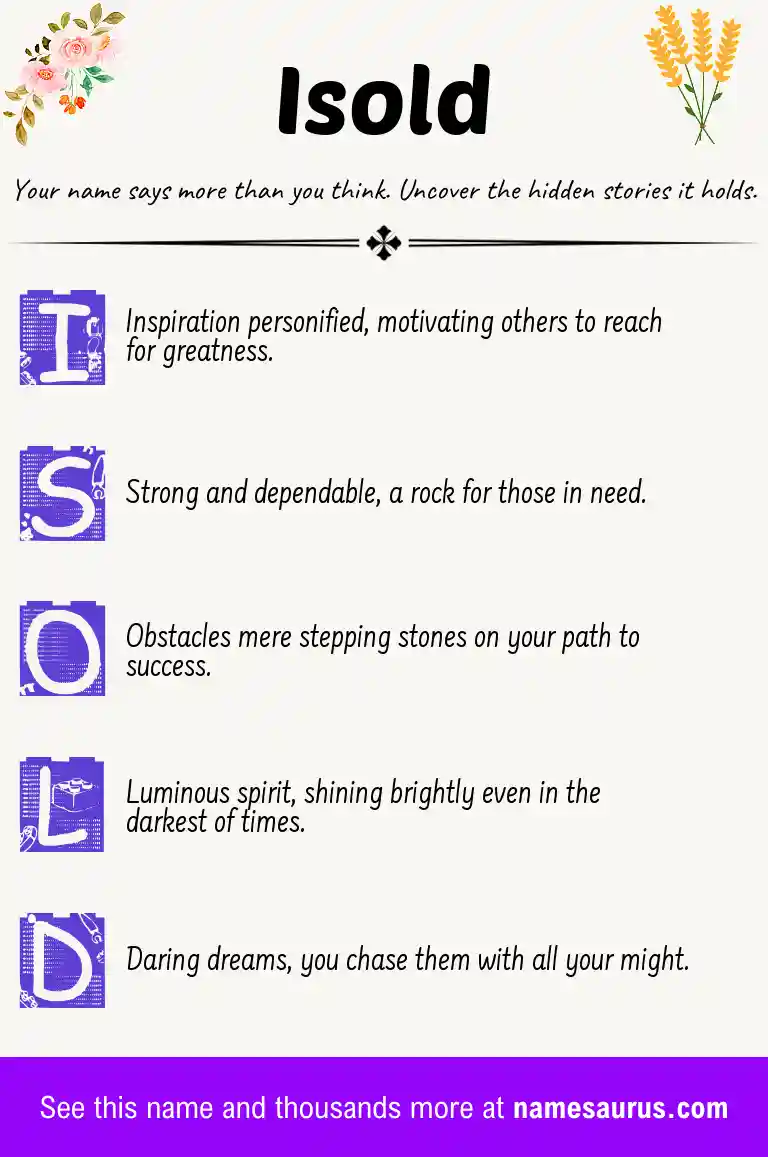 Acrostic poem about Isold.