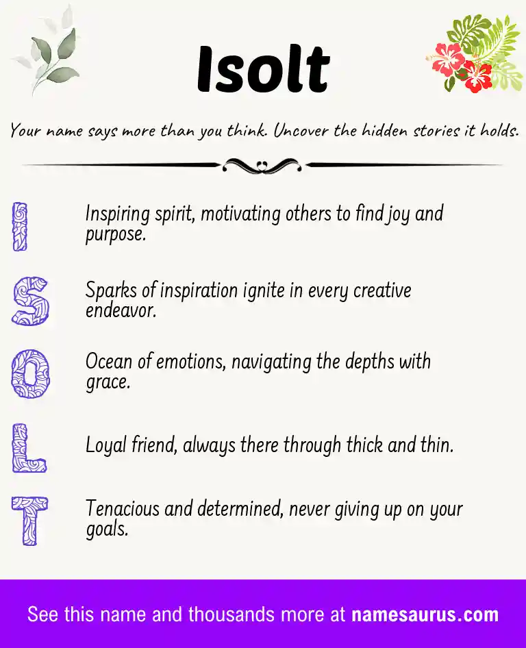 Acrostic poem about Isolt.