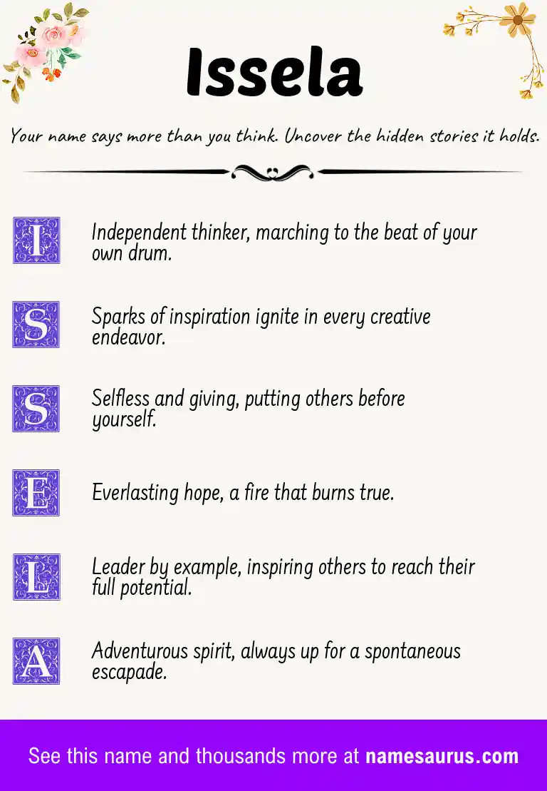 Acrostic poem about Issela.