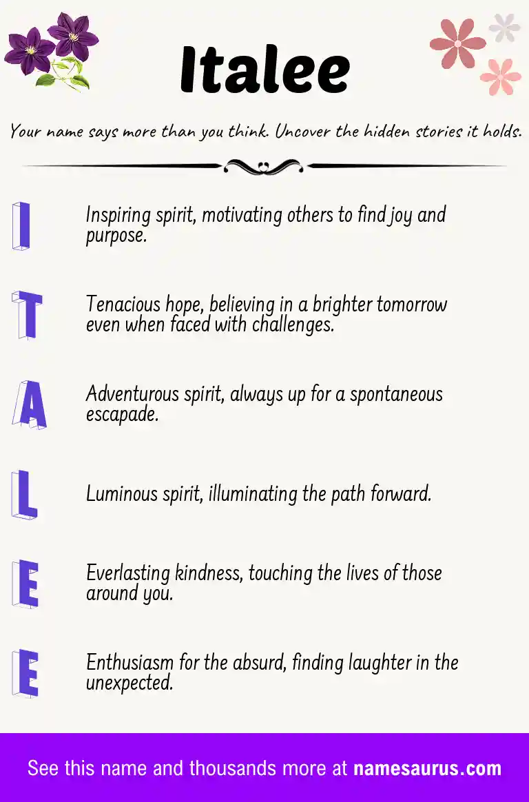 Acrostic poem about Italee.