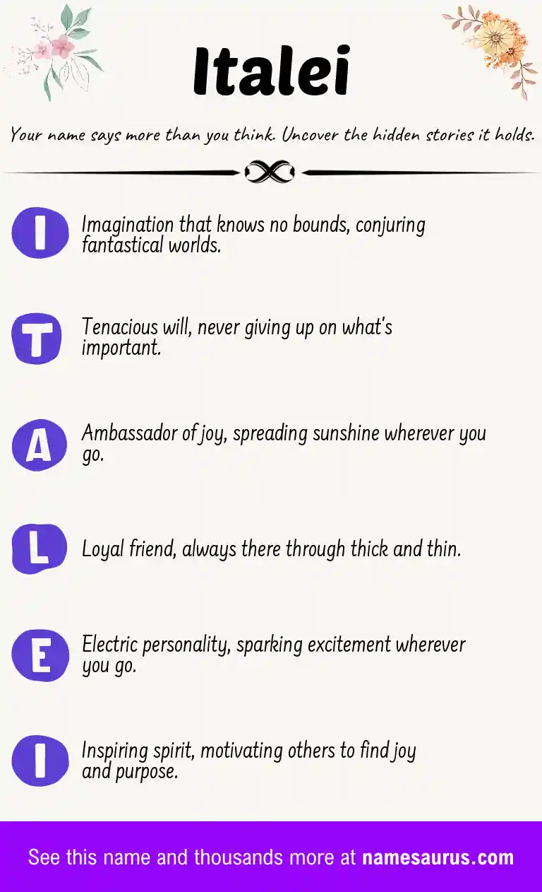 Acrostic poem about Italei.