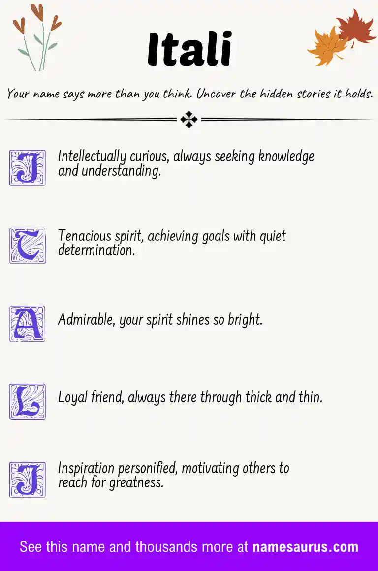 Acrostic poem about Itali.