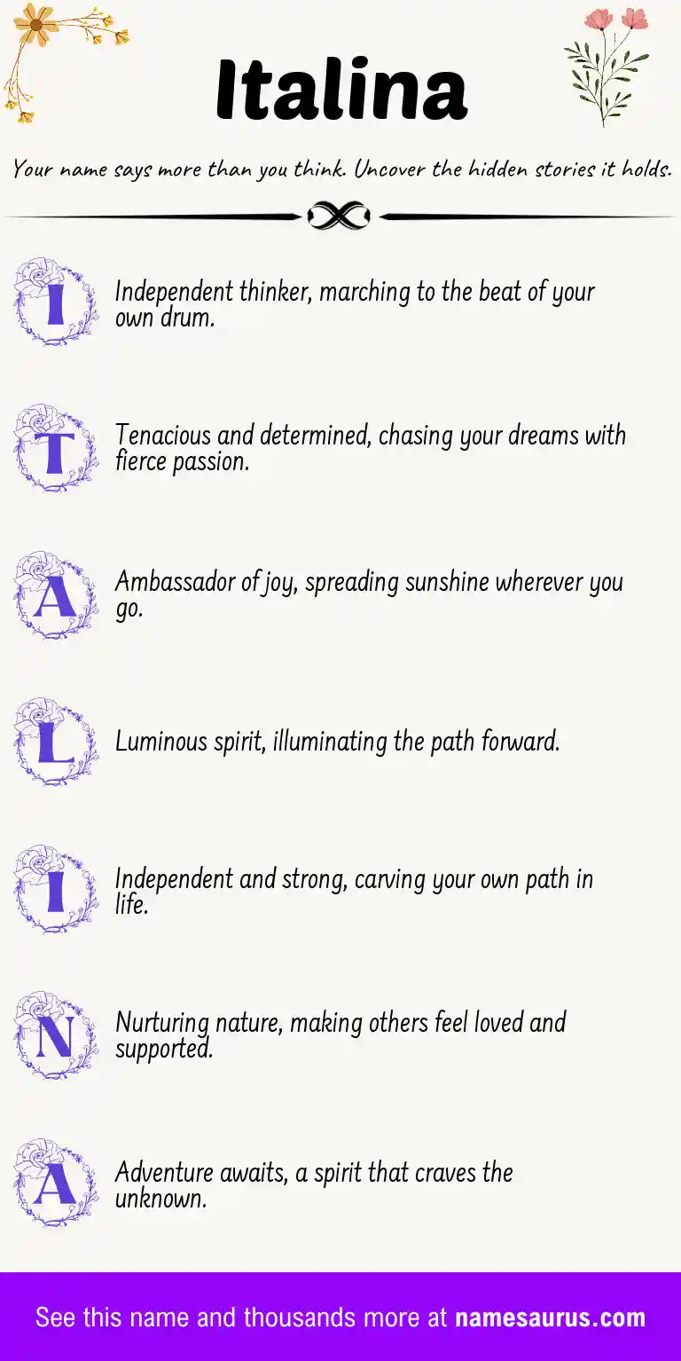 Acrostic poem about Italina.